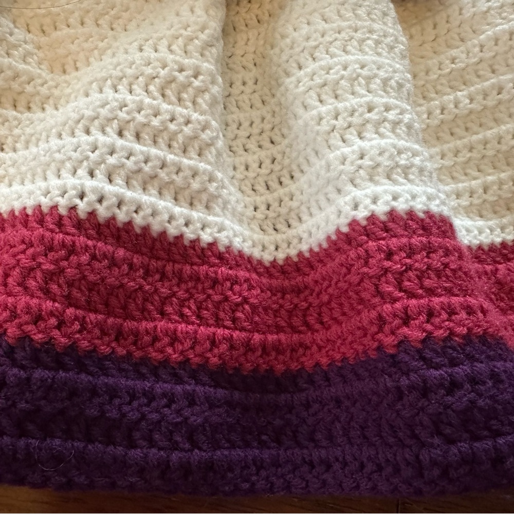 SOLD ON X-POST Adorable White and Purple Crochet Baby Cardigan - Picture 2 of 8